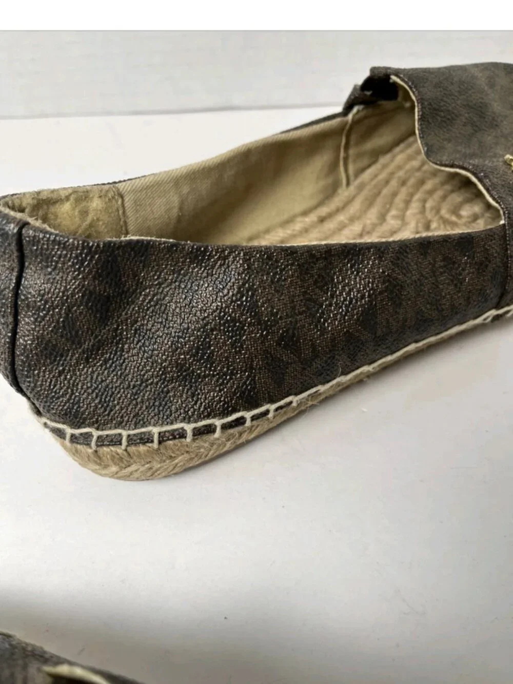 Michael Kors MK Logo Brown Espadrille Flats Size 8.5M